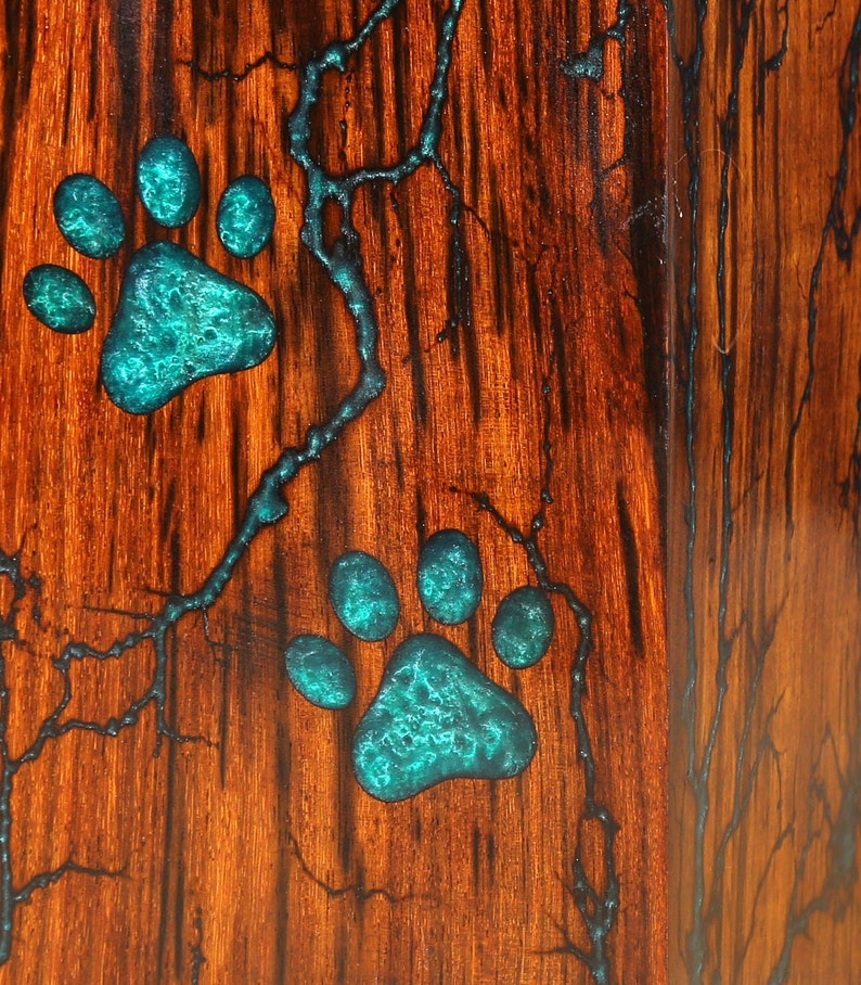Carved Paw Pet Urn for Ashes | Thunder Design Wooden Cremation urn for dog ashes | Personalized urn for cat ashes, Loss of Pet Sympathy Gift