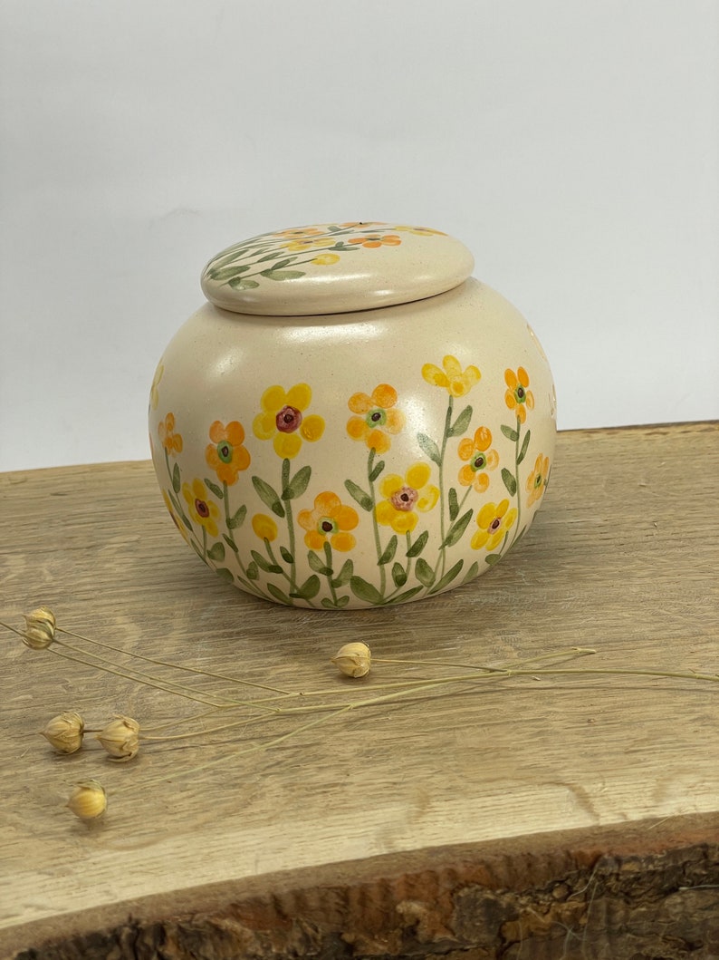Yellow orange small flower pet urn cat urn dog urn