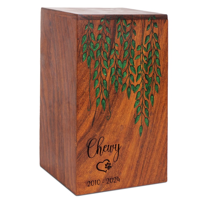 Rosewood Pet Urn for dog ashes, Pet Memorial, Cremation Urn, Human Urn Ash box, Loss of Pet Sympathy Gift, Gift for Cat Lovers