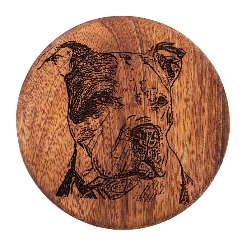 Pet Portrait Engraved Wooden Urn Box for ashes, Cremation Dog Urn for Ashes, Urns for Dog and Cat Ashes, Pet Memorial Custom Photo Engraved