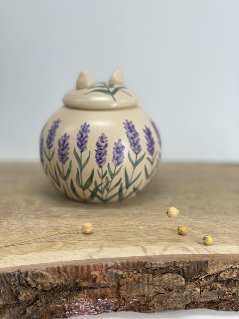 Lavender pet Urn, cat urn, Ceramic Urn for Ashes, simple pet urn
