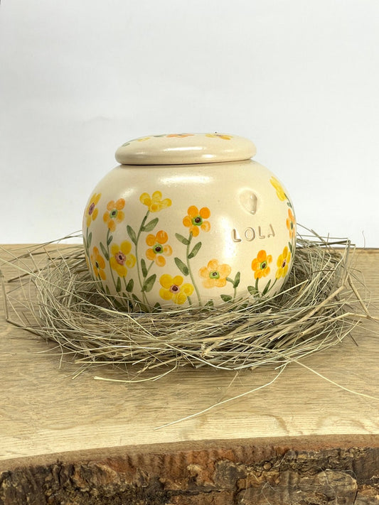 Yellow orange small flower pet urn cat urn dog urn