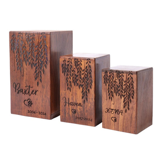 Rosewood Pet Urn for dog ashes, Pet Memorial, Cremation Urn, Human Urn Ash box, Loss of Pet Sympathy Gift, Gift for Cat Lovers