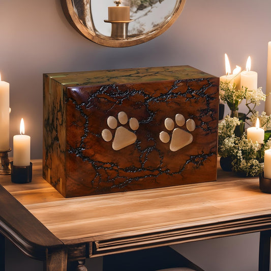 Wooden Paw Pet urn for ashes burial funeral memorial casket for pet with Paw